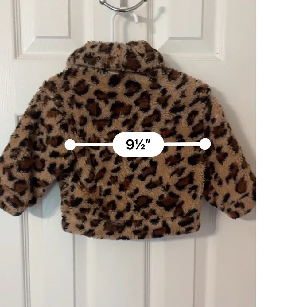 Cute! Leopard Print Sherpa Jacket Baby Girl 6-9M Warm‎ Coat Toddler